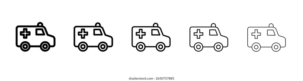 ambulance icon vector thin outline style sign