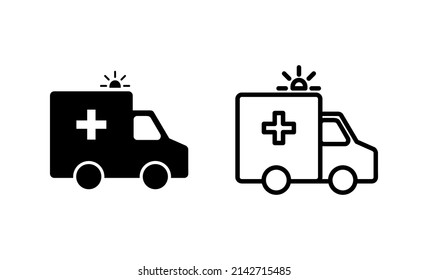Ambulance icon vector. ambulance truck sign and symbol. ambulance car