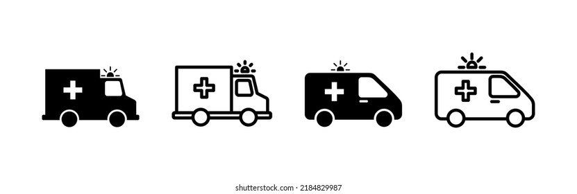 Ambulance Icon Vector. Ambulance Truck Sign And Symbol. Ambulance Car