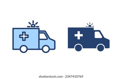 Ambulance icon vector. ambulance truck sign and symbol. ambulance car