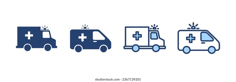 Ambulance icon vector. ambulance truck sign and symbol. ambulance car