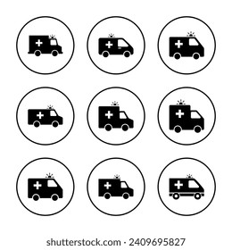 Ambulance icon vector. ambulance truck sign and symbol. ambulance car