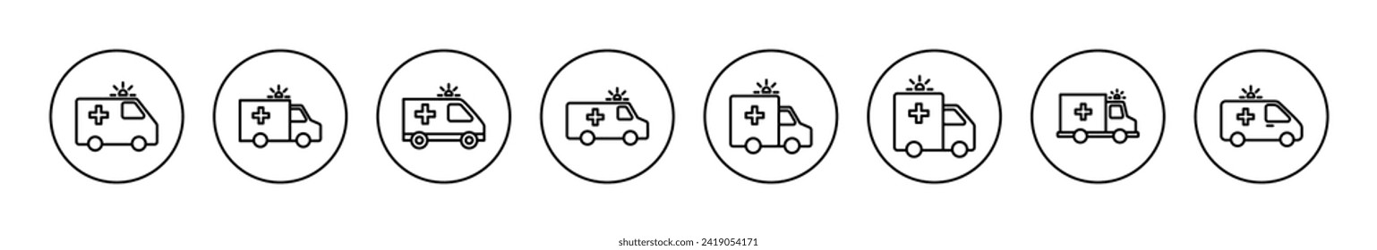 Ambulance icon vector. ambulance truck sign and symbol. ambulance car