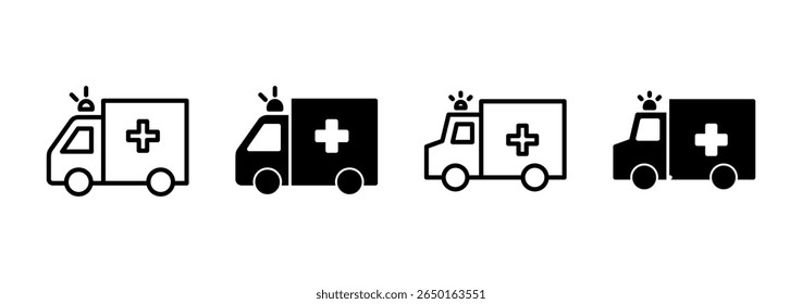 Ambulance icon vector. ambulance truck sign and symbol. ambulance car