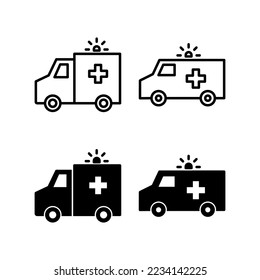 Vector de icono de ambulancia para web y aplicación móvil. símbolo y señal de un camión de ambulancia. coche de ambulancia