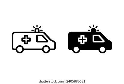 Vector de iconos de ambulancia para el sitio web Aplicación para computadoras y móviles
