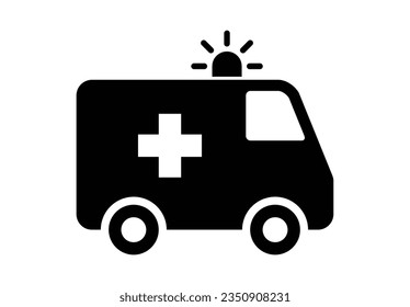 Ambulance icon with white background.
