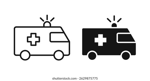 Ambulance icons for app UI designs on white background