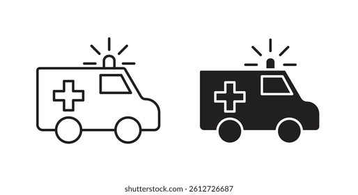 Ambulance icons in black fill and line style