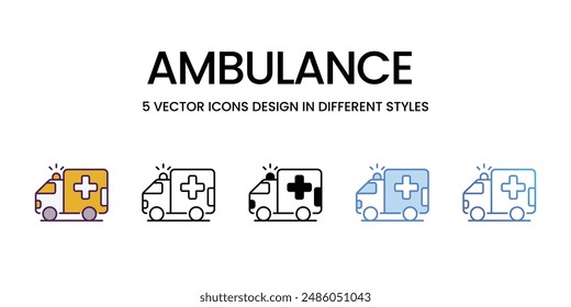 Iconos de la ambulancia diverso estilo Vector ilustración de stock