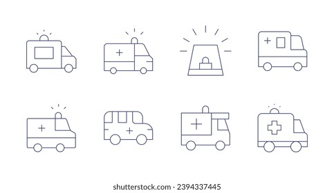 Ambulance icons. Editable stroke. Containing ambulance, siren.