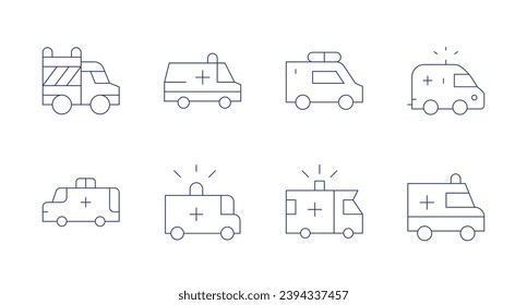 Ambulance icons. Editable stroke. Containing rescue, medical service, ambulance.