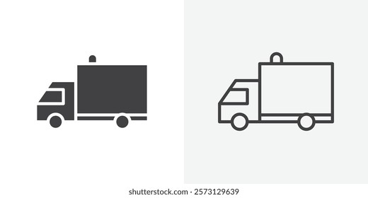 Ambulance icons. flat and line style set