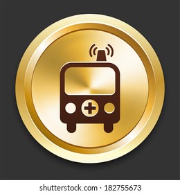 Ambulance Icons on Gold Button Collection
