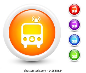 Ambulance Icons on Round Button Collection Original Illustration