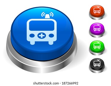 Ambulance Icons on Round Button Collection