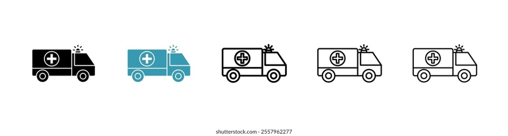 Ambulance icons pack in black and blue.