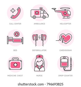 Ambulance icons set.