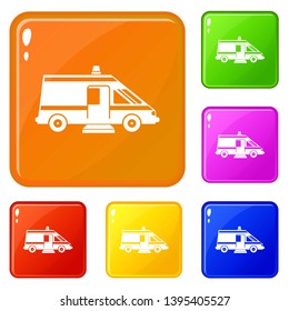 Ambulance icons set collection vector 6 color isolated on white background