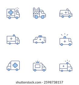 Ambulance icons set. Line Duotone style, editable stroke. rescue, ambulance.