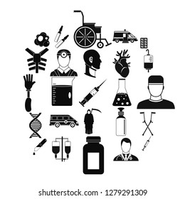Ambulance icons set. Simple set of 25 ambulance vector icons for web isolated on white background