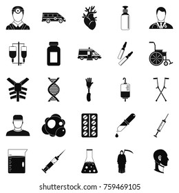 Ambulance icons set. Simple set of 25 ambulance vector icons for web isolated on white background