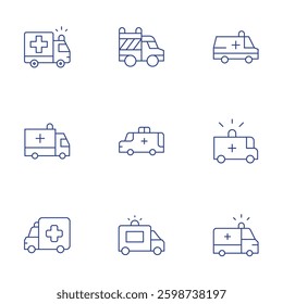 Ambulance icons set. Thin Line style, editable stroke. rescue, ambulance.