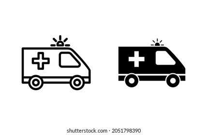 Ambulance icons set. ambulance truck sign and symbol. ambulance car