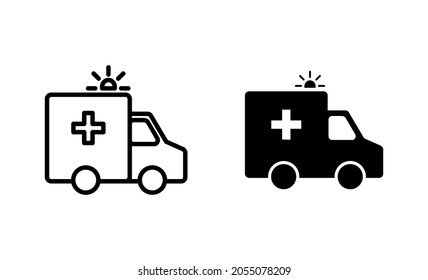 Ambulance icons set. ambulance truck sign and symbol. ambulance car