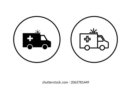 Ambulance icons set. ambulance truck sign and symbol. ambulance car