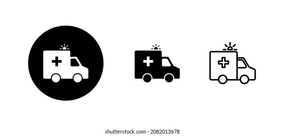Ambulance icons set. ambulance truck sign and symbol. ambulance car