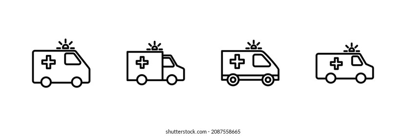 Ambulance icons set. ambulance truck sign and symbol. ambulance car