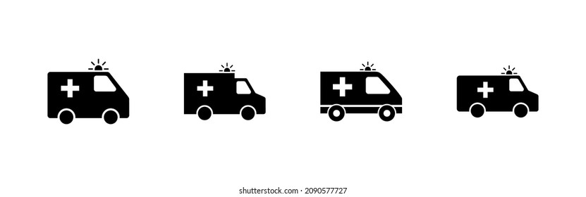 Ambulance icons set. ambulance truck sign and symbol. ambulance car