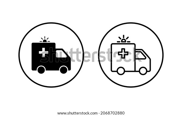 Ambulance icons set. ambulance truck sign and symbol.\
ambulance car