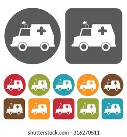 ambulance icons set. Vector Illustration eps10. 