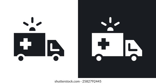 Ambulance icons set vectors black and colored style