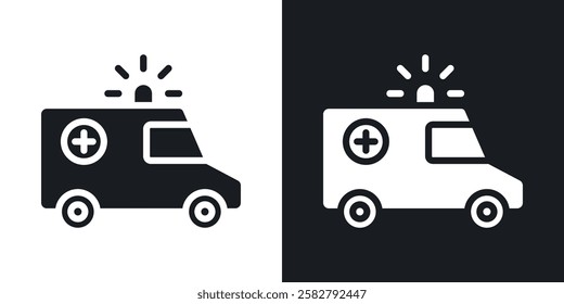 Ambulance icons set vectors black and colored style
