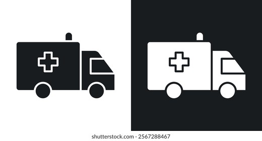 Ambulance icons in solid black and white colors