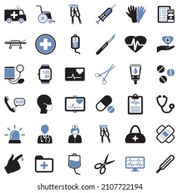 Iconos de ambulancia. Diseño Plano De Dos Tonos. Ilustración vectorial.