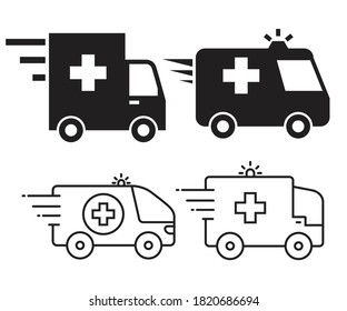 conjunto de ilustraciones vectoriales de iconos de ambulancia