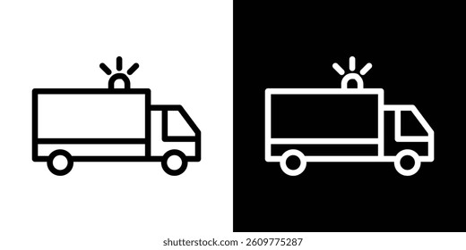 Ambulance icons vector set in stroke line style