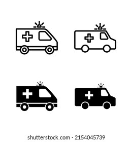 Ambulance icons vector. ambulance truck sign and symbol. ambulance car