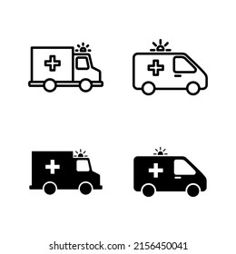 Ambulance icons vector. ambulance truck sign and symbol. ambulance car
