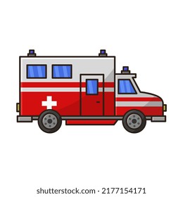 Ambulance illustrated in cartoon style