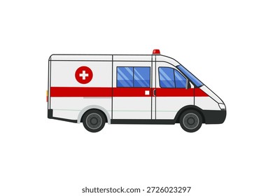 Ambulancia aislada sobre fondo blanco. Coche paramédico de emergencia. Coche paramédico de emergencia. Vector