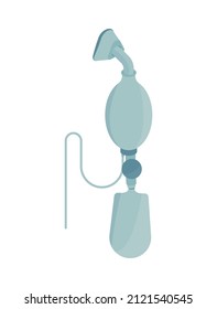 Ambulance isometric composition with isolated image of breathing kit with mask vector illustration