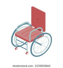 Ambulance isometric composition with isolated image of wheelchair vector illustration