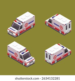 ambulance isometric vector illustration design
