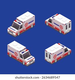 ambulance isometric vector illustration design