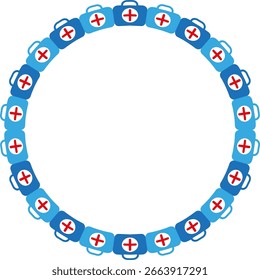 Ambulance kit empty frame. First aid kit, ambulance emergency box with empty space for your text